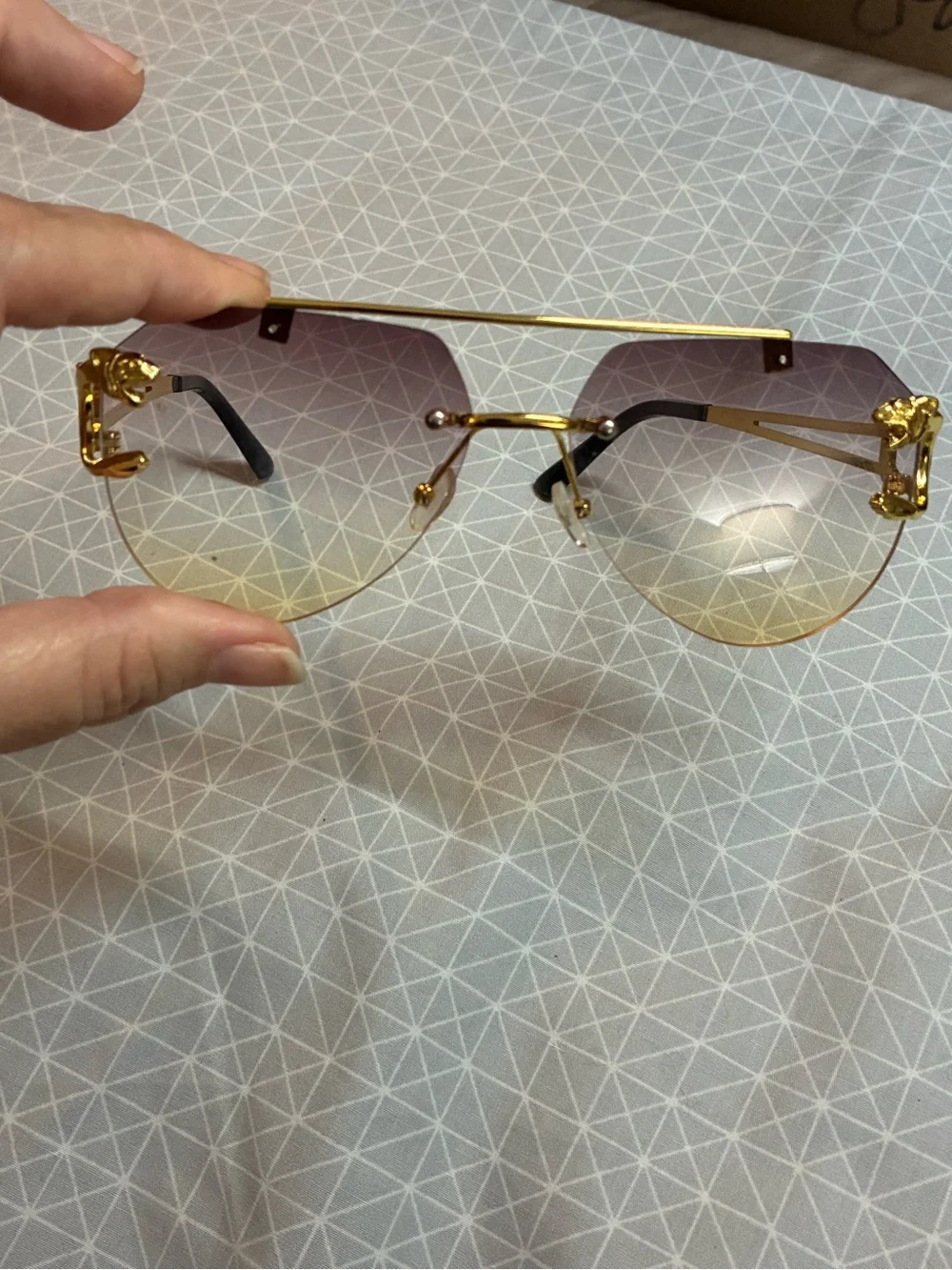2 Pair Flashy Gold Rhinestone Sunglasses